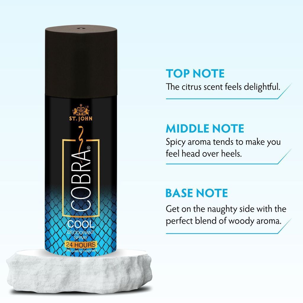 ST-JOHN Cobra Deodrant Cool 150 ml & Cobra Black Current 50ml Perfume Combo Gift Pack Perfume Body Spray - For Men & Women (200 ml, Pack of 2) view 2