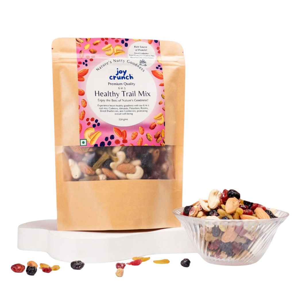 Joy Crunch Mixed Dry Fruits | Healthy Trail Mix 500g | 6 in 1 Nuts and Berries Mix | Premium Dry Fruits and Nuts | Containing Almonds, Cashew Nuts, Pistachios, Raisins, Blueberries & Cranberries