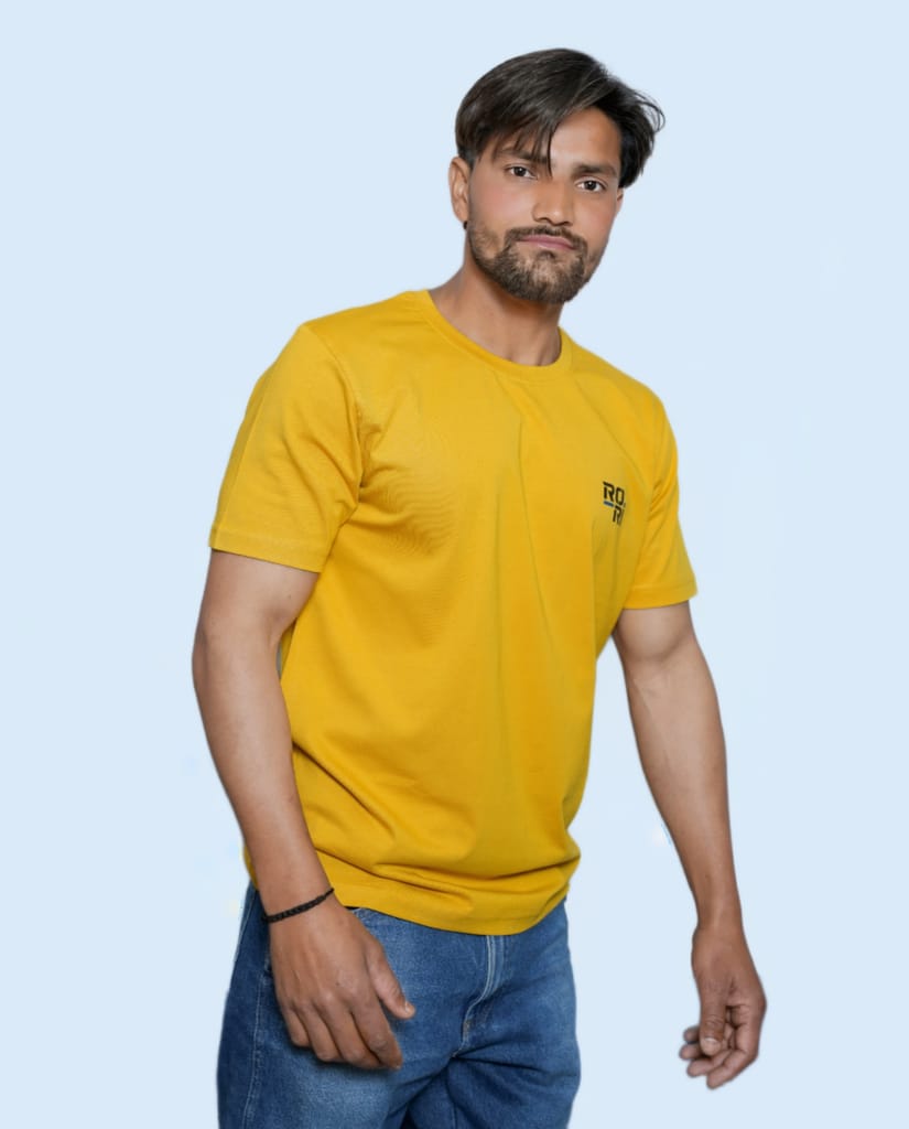 Premium Cotton Men's Classic Series Round Neck Half Sleeve T-Shirt by Rori | Solid Color | Made in India view 2
