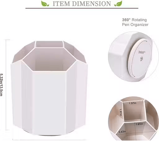 360° Rotating Plastic Pen Holder & Pencil Stand – Cute Desk Organizer for Study Table, Kids & Office Workspace view 2