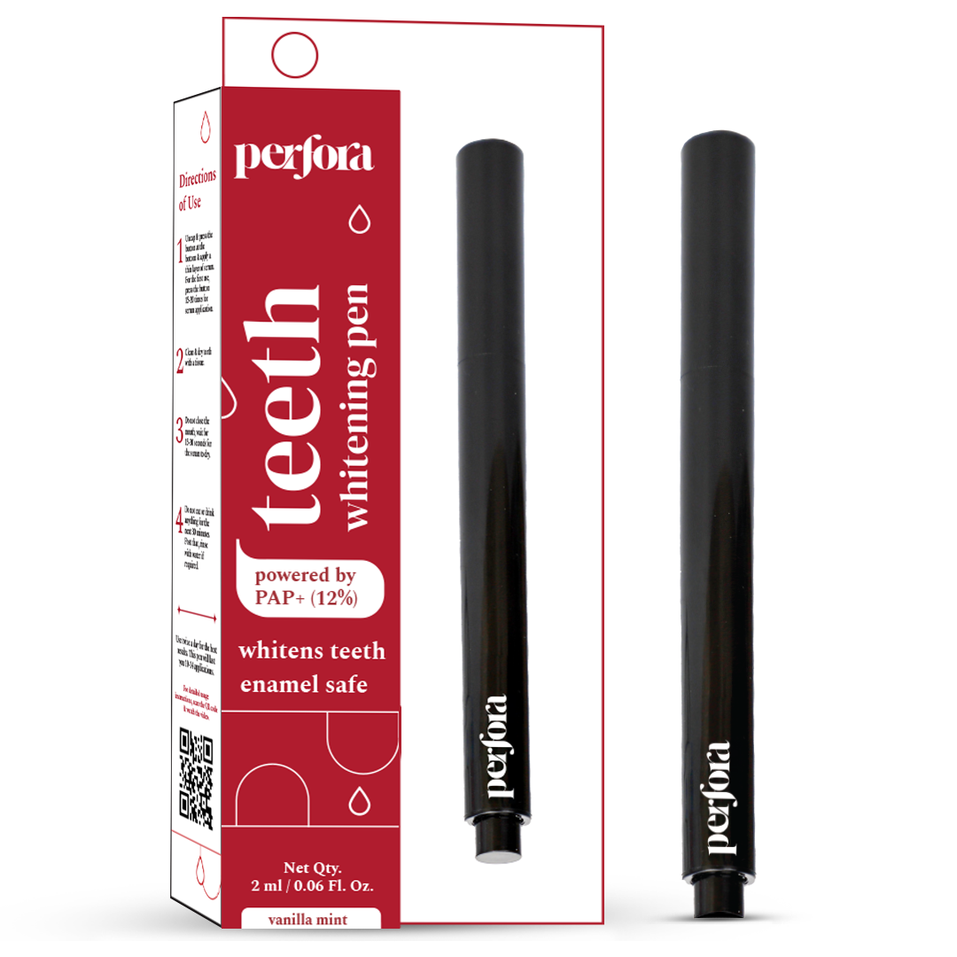 Perfora Teeth Whitening Pen | Peroxide Free | Teeth Whitening Products for Men & Women | Enamel Safe & Effective | Vegan | Stain Remover and Teeth Whitener |Formulated with PAP+ | Vanilla Mint, 2 ml