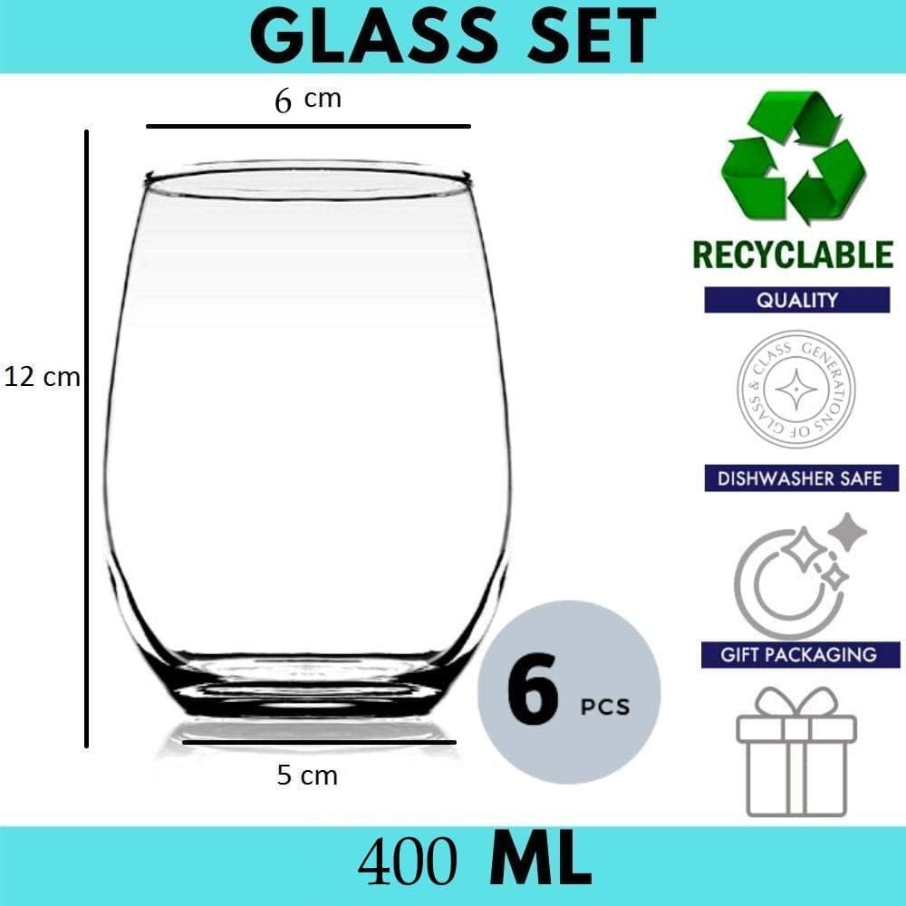 Soft Drinking Glasses |Classic shap Wine Glass |Dessert Cup | Whiskey Tumbler | Perfect for Whisky, Wine, Cocktail, Juice, Water view 2