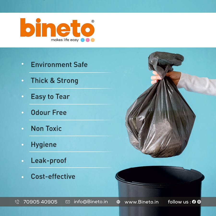 Bineto Oxo-Biodegradable Garbage Bag | 19 inch x 21 inch Medium Size | Ecofriendly Garbage Bag | 30 Bags in each roll | Earth & environment Safe garbage Bag | Sell price Rs. 18.00 to 49.00 ( Qunatity based) incl GST. view 2