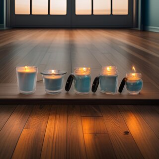 Jar Candle for Home Decorationa | Diwali Candle | Valaentine Day Decoration Candle | Organic SOYA Wax Candle | 44 Hrs Burn Time Pack of 5 (Pack of 5, Blue) view 2