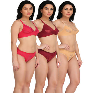 Empisto Branded Rani, Skin Maroon Color Lingerie Sets Pack of 3 view 2