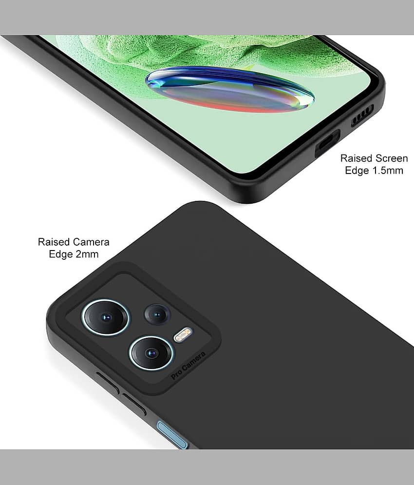 ZAMN - Black Silicon Plain Cases Compatible For Redmi Note 12 Pro 5G ( Pack of 1 ) view 2