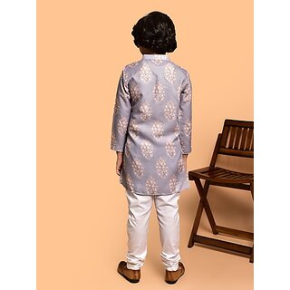 PrintCultr Boys Festive & Party Kurta and Pyjama Set (Purple) view 2