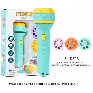 Vakra Mini Slide Projector Flashlight Torch Kids Projection Light Toy Slide Flashlight Lamp Education Learning Night Light Before Going to Bed (Multicolor) (Projector Torch Random Slides) view 2