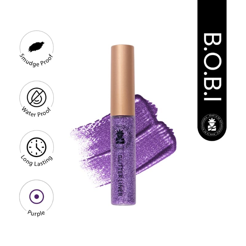 BOBI Glitter Eyeliner Purple | Diamond Sparkle Finish | Waterproof Long Wear | Quick Dry Smudge proof | Felt-Tip Precision | Cruelty-Free Paraben-Free-5ml view 2