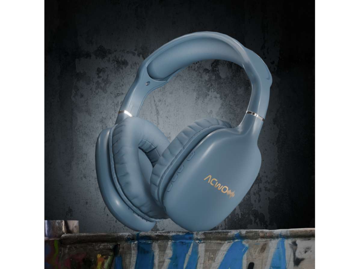 ACwO Twister 515 Wireless Over-Ear Headphones, X-Fidelity Acoustics, 40mm Bass BooMX Drivers, ANC 25dB, Dual EQ Modes, 65H Playtime, 45ms Low Latency - Steel-Blue view 2