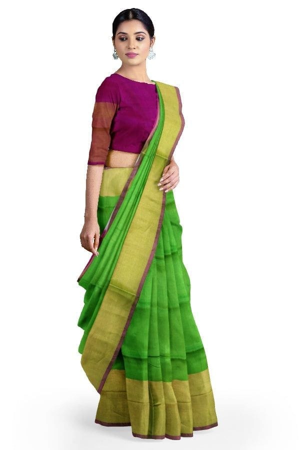 Green Uppada Pattu Silk Saree view 2