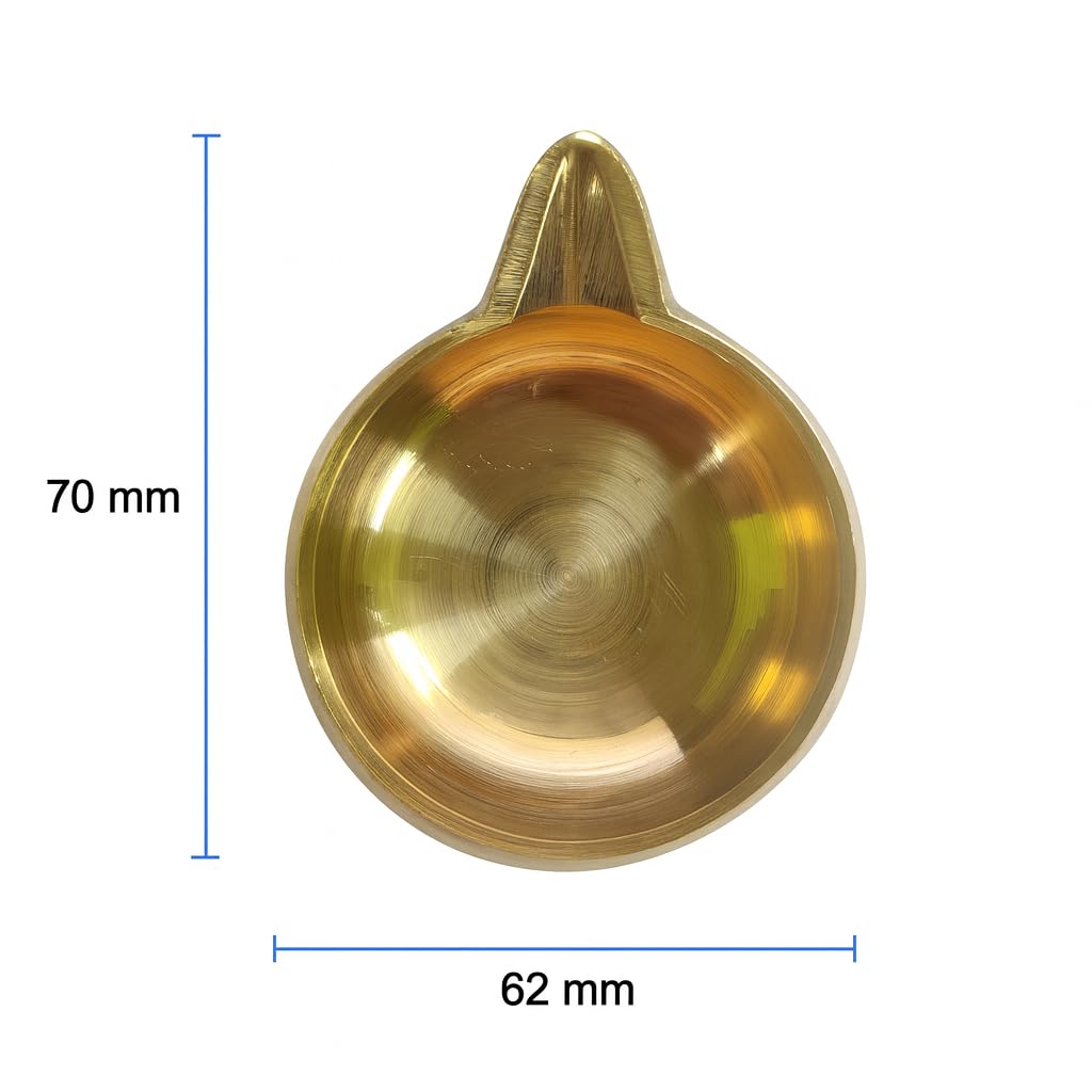 7 cm (2.75 Inch) � Handcrafted Pure Brass Diya � Traditional Pooja Oil Lamp for Temple, Home & Puja Room � Polished Brass Table Deepam for Daily Rituals & Festivals � Premium Brass Diya Bowl view 2