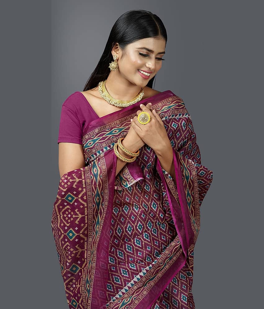 SHANVIKA Cotton Printed Saree Without Blouse Piece ( Blue ) view 2