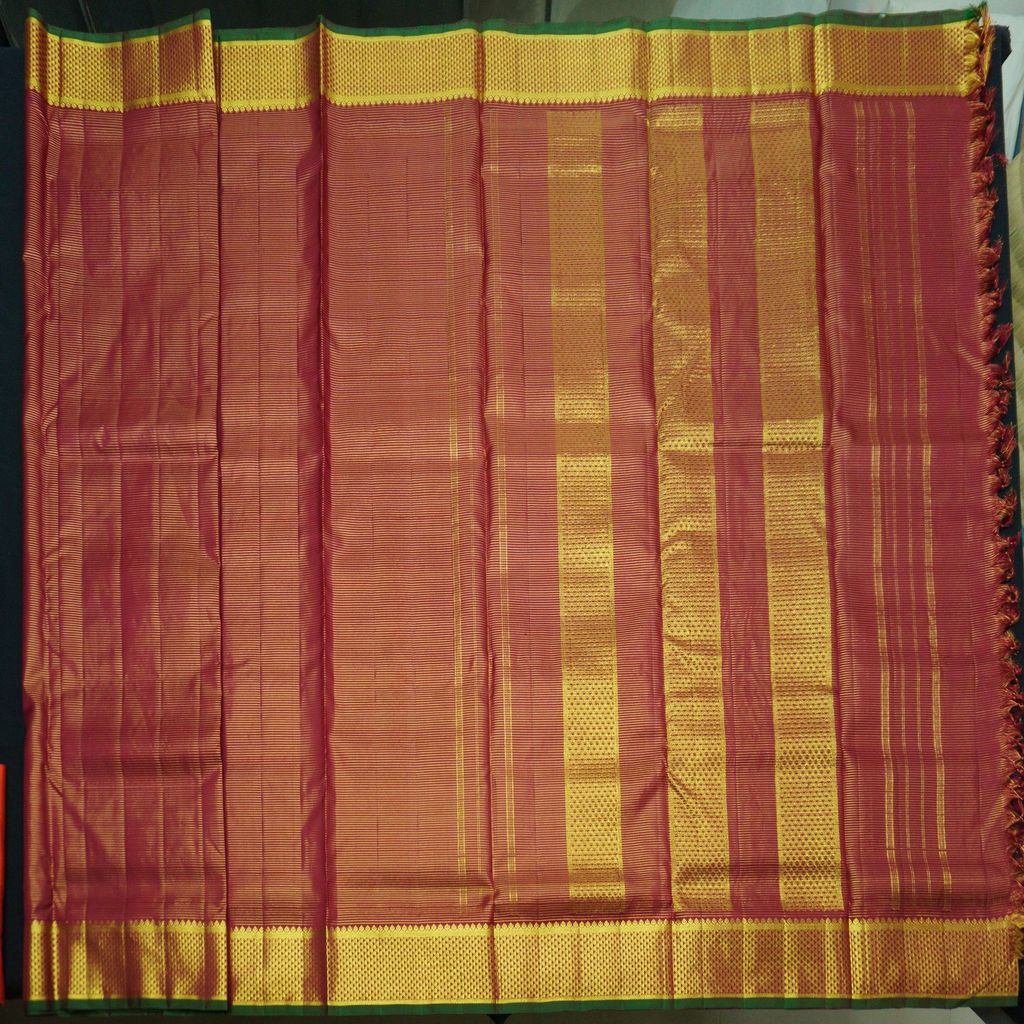 Red Kanchipuram Silk Saree - 9 Yard Bridal Saree view 2
