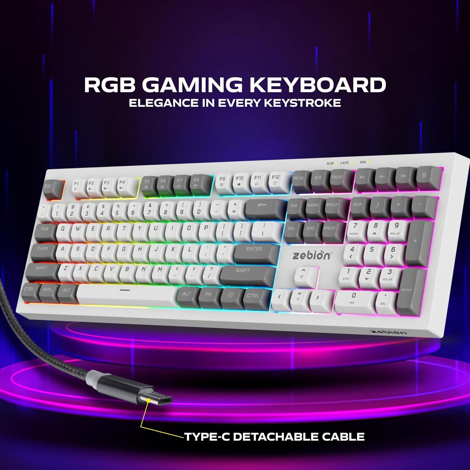 Zebion Ultima TDGK 404 RGB 4 in 1 Gaming Kit - Grey view 2
