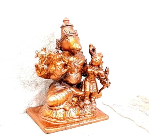 Searchers Paradise - Copper Idols of Lakshmi hayagreevar, 2.5 inches, Copper Handmade 194 Grams, Patina Antique Finish, Pack of 1 Piece view 2