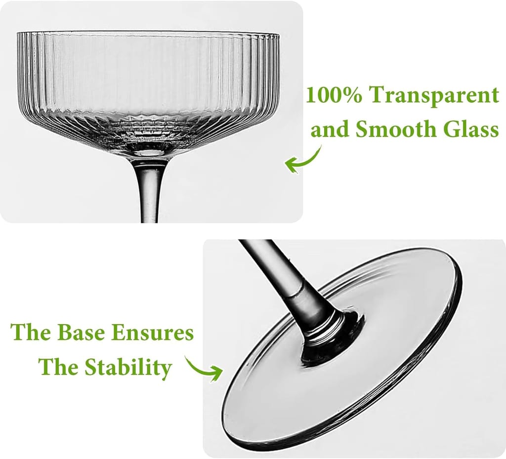 Timeless European Hurricane Glasses Cocktail Glasses, Ideal for Wine,Juice, Smoothies, Cocktail,Mocktail,Suitable for Home, Restaurants Unique Modern Design(200 Ml) view 2