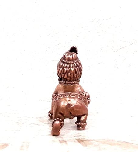 Searchers Paradise - Copper IdolsBala Krishna ,1.6 inches, Copper Handmade 55 Grams, Patina Antique Finish, Pack of 1 Piece view 2