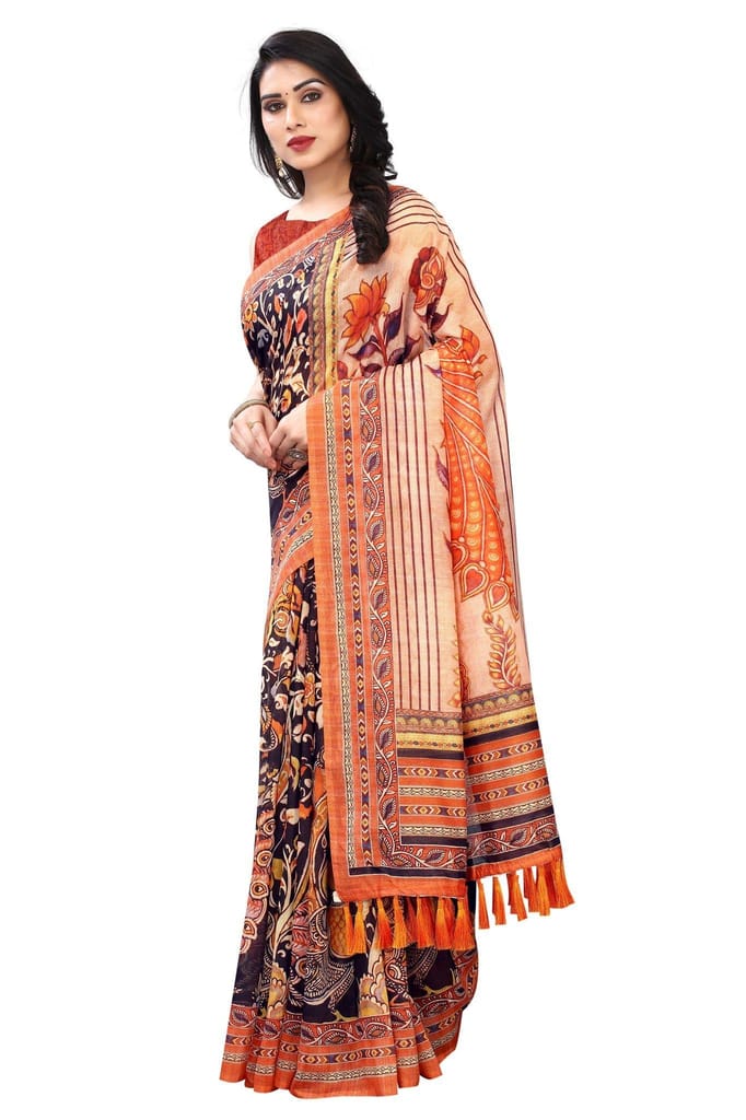 Silk Zone Women's Chanderi Cotton Saree With Blouse Piece view 2