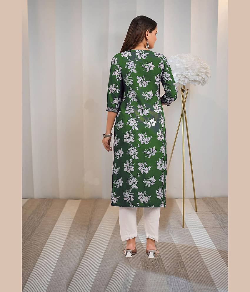 anushansa Women Viscose Rayon Printed Straight Kurti ( Navy Blue ) view 2