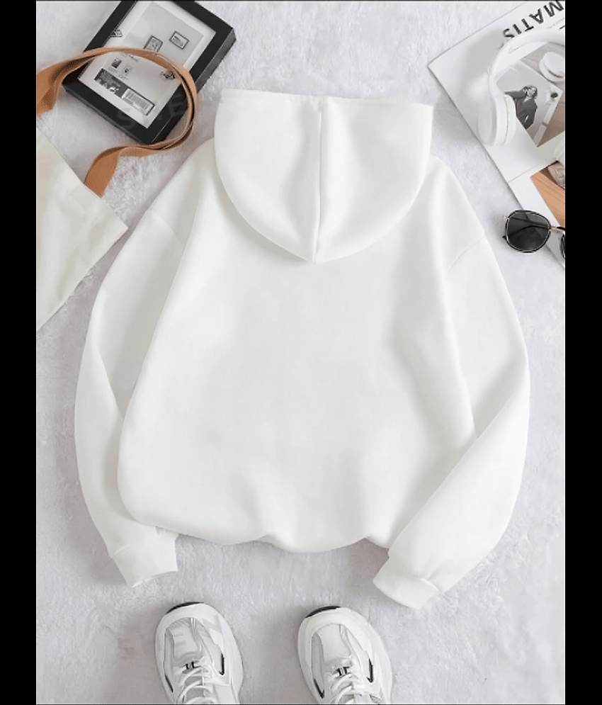 HARPITA Women Fleece Hooded Sweatshirt For ( White ) view 2