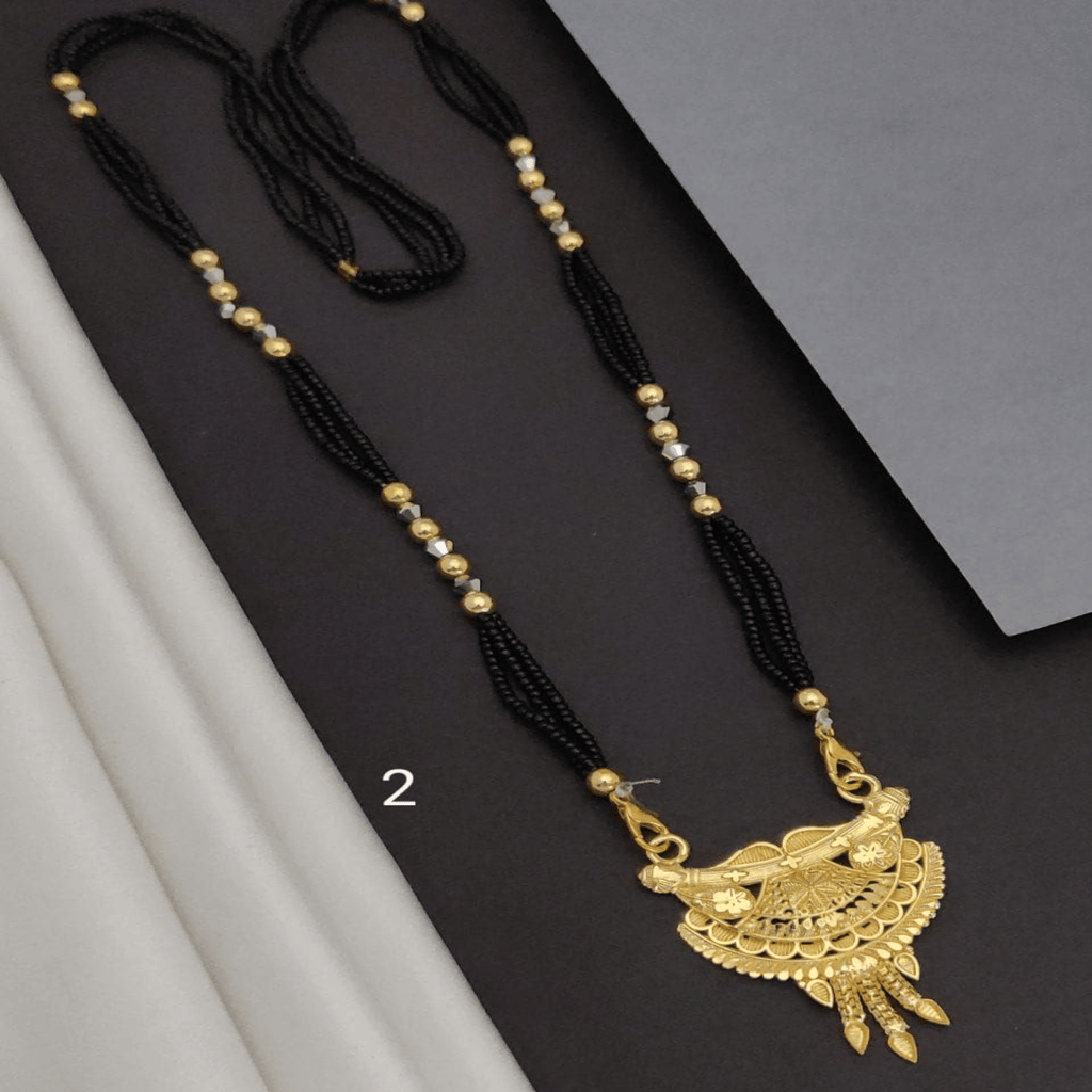 New Gold Plated Dhaga mangalsutra For Women's (RK_DM-2) & Earrings Jhumkhas Gold Jhumka Charming Women's and Girls (RK_JE-2) (COMBO PACK OF 1 PIC & 1 PAIRS) view 2