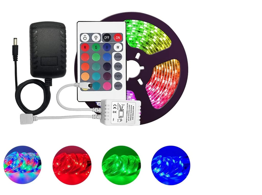 DAYBETTER® 5 Meter Led Strip Lights Waterproof Led Light Strip with Bright RGB Color Changing Light Strip with 24 Keys Ir Remote Controller and Supply for Home (Multicolor) view 2