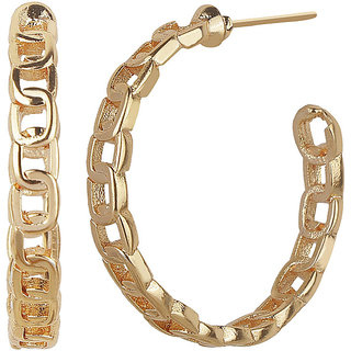 Single Chain Hoop Golden Hoop Earrings Brass Alloy Copper Material Earrings for Women's Fashion Jewelry view 2