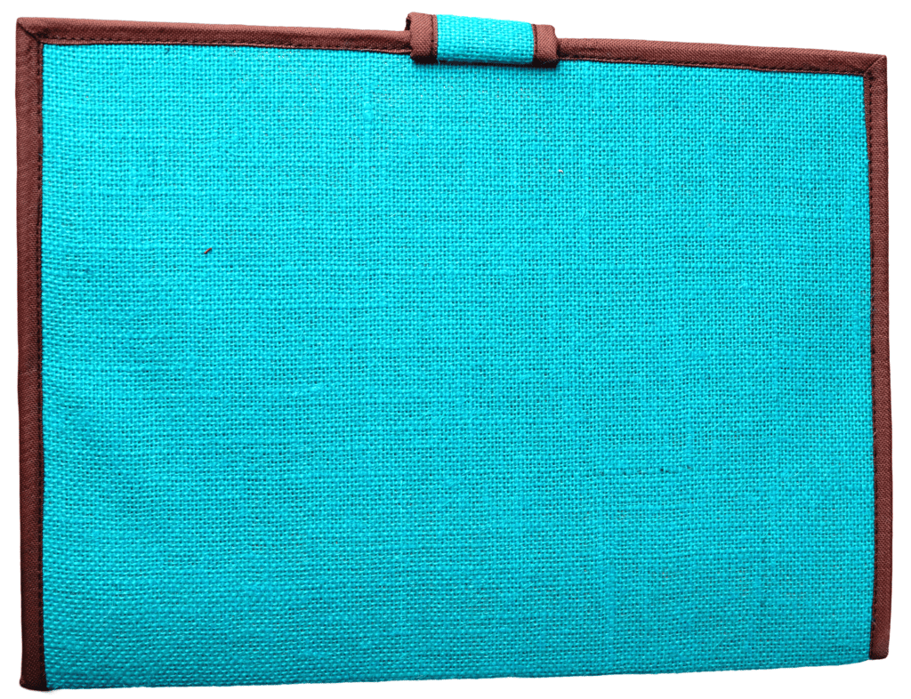 Handmade Jute File Folder with Button Closure - Blue view 2