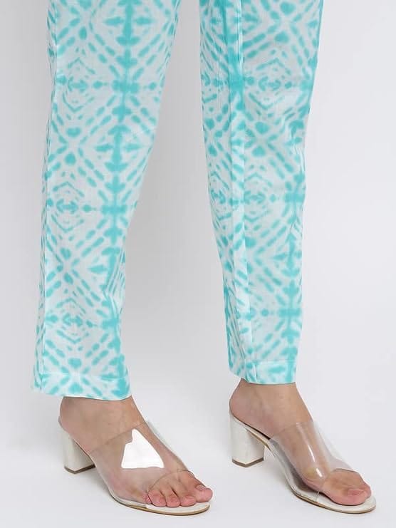 INDIAN KNOTS-Women Blue & white Pure Cotton Kurta with Trousers_1001-bag04-02 view 2