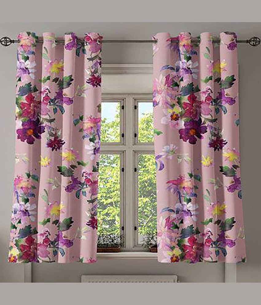 V21 decod Graphic Room Darkening Eyelet Curtain 9 ft ( Pack of 1 ) - Pink view 2