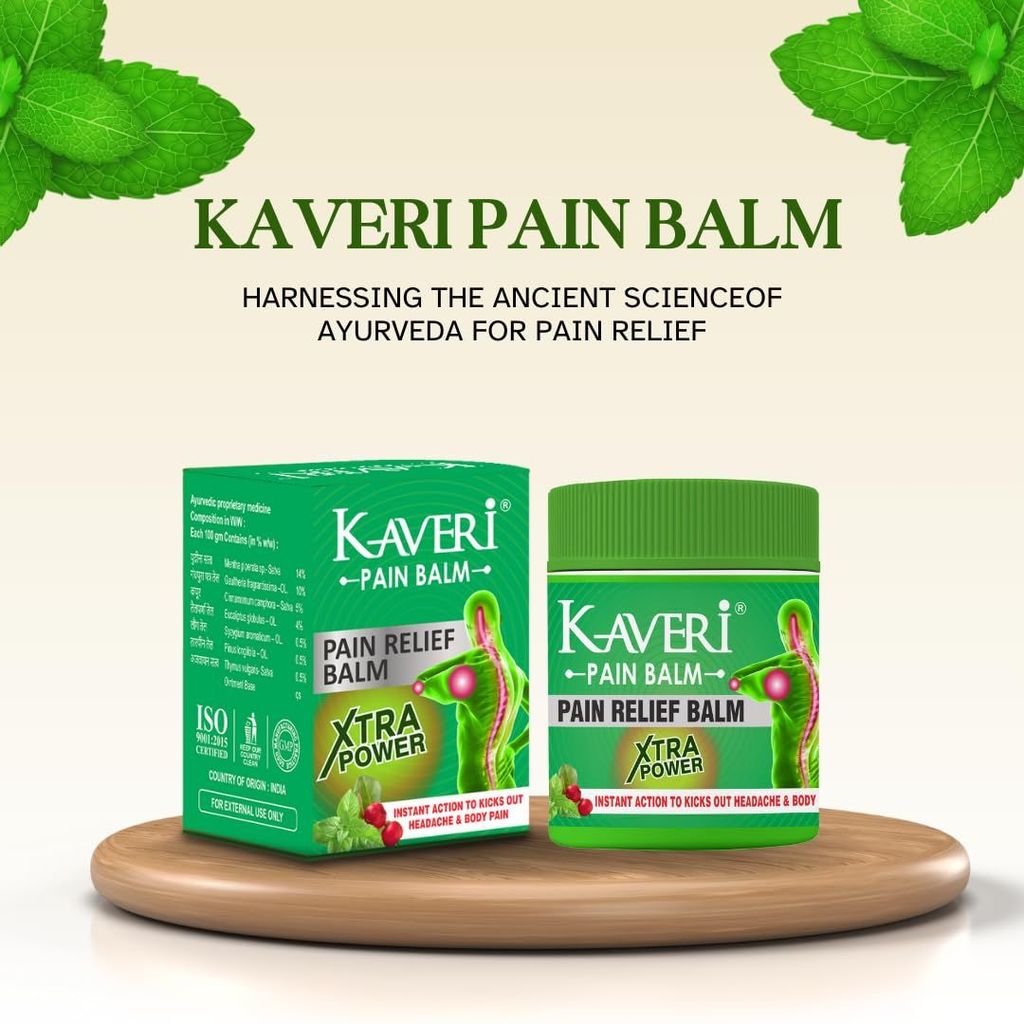 Kaveri Pain Relief Balm Ayurvedic xtra power balm for effective relief from headache and body pain,sprain and cold (pack of 10, 8gm each) view 2