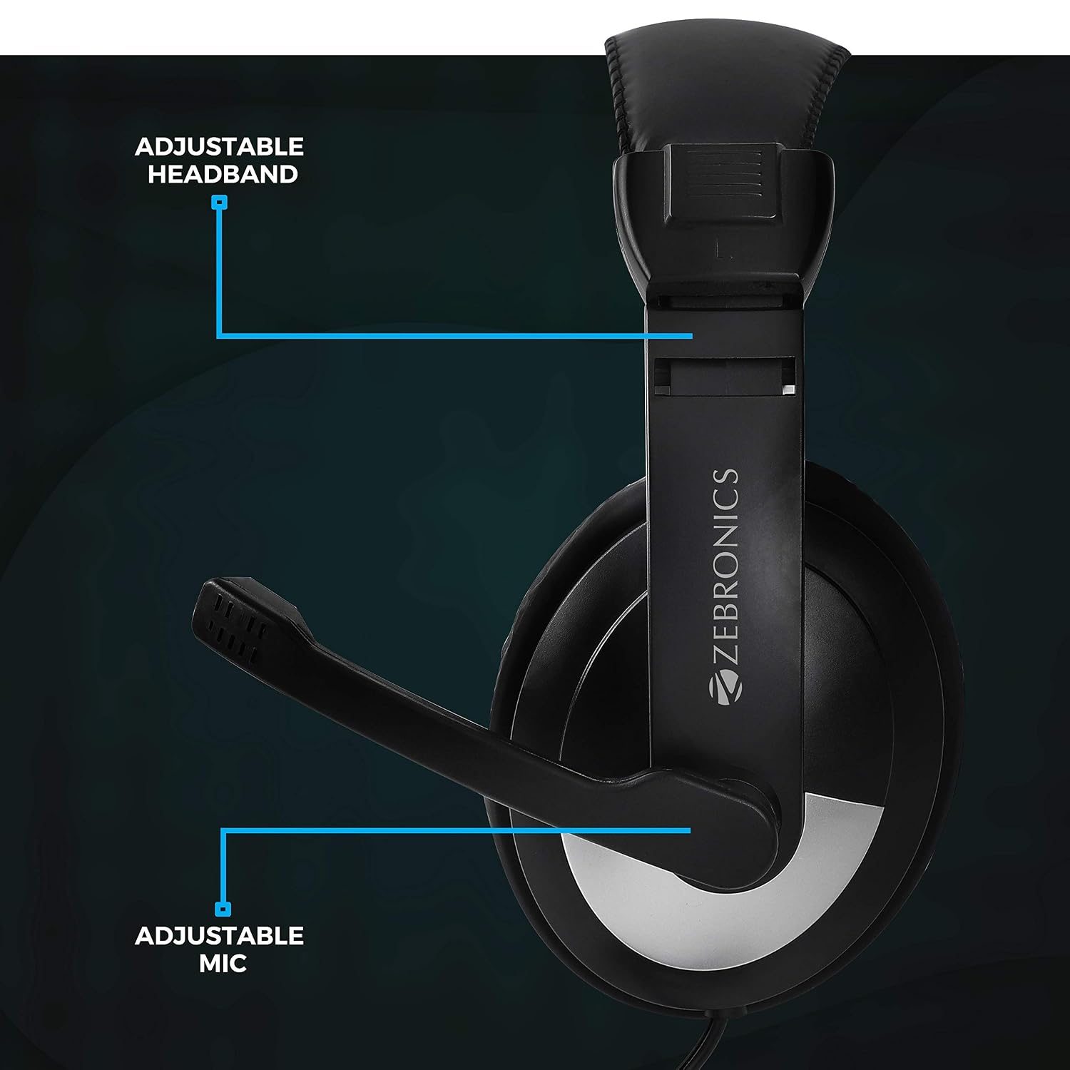 Zebronics Zeb-200HM Wired On Ear Headphone - Black view 2