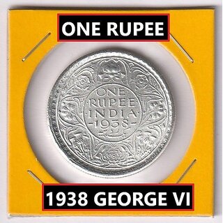 One Rupee 1938 King George VI, British India Silver-plated old Coin Edition view 2