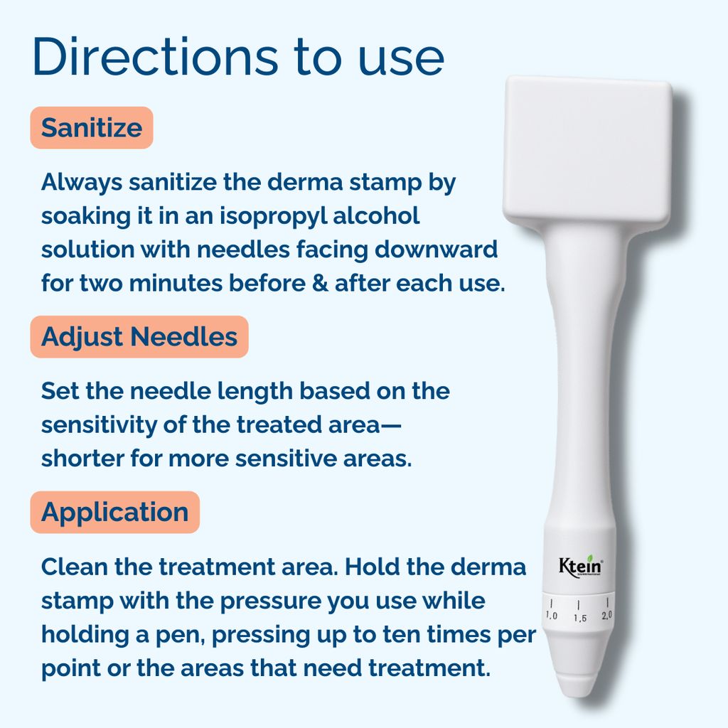 Ktein Derma Microneedle Stamp for Hair Growth and Skin Repair | Adjustable Needles 0.25mm to 3.0mm | For Scalp, Beard, and Face | Reduces Acne Scars | Safe and Effective view 2
