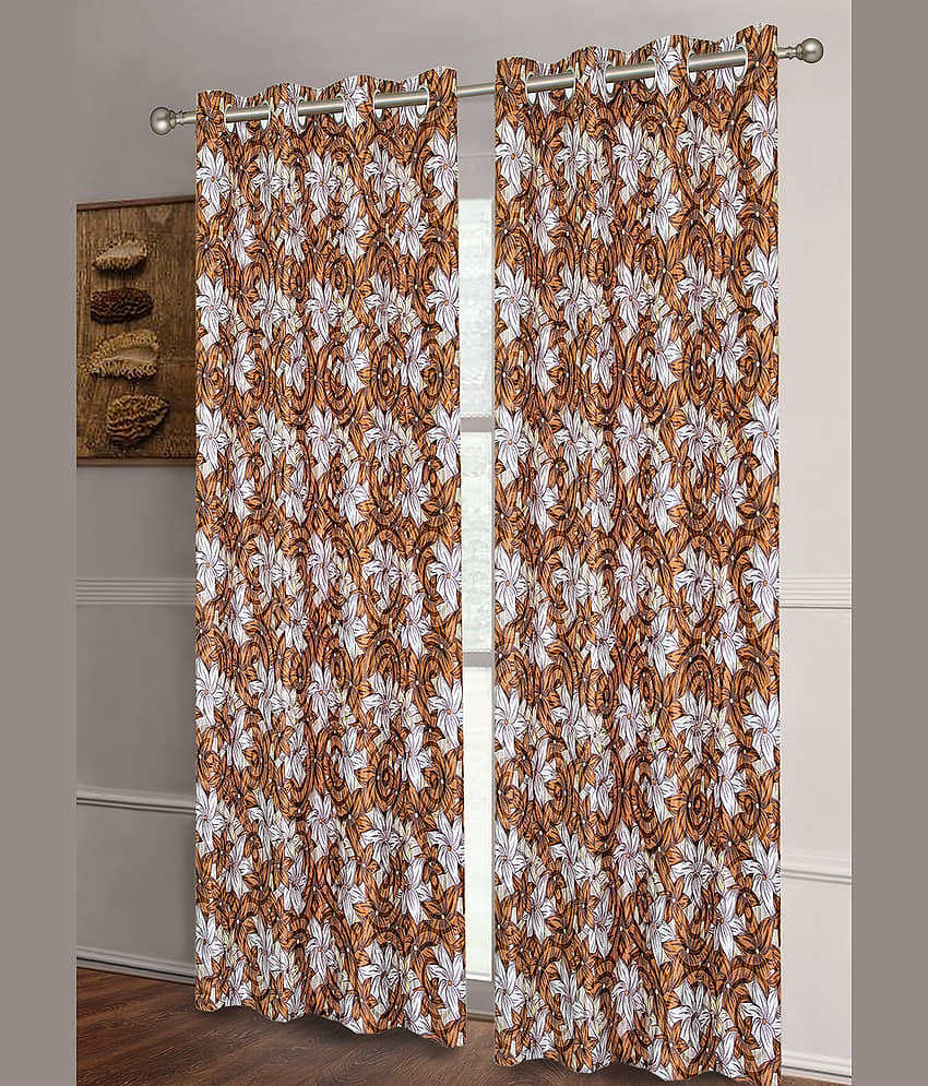 Home Candy Set of 2 Long Door Semi-Transparent Eyelet Polyester Brown Curtains ( 274 x 120 cm ) view 2