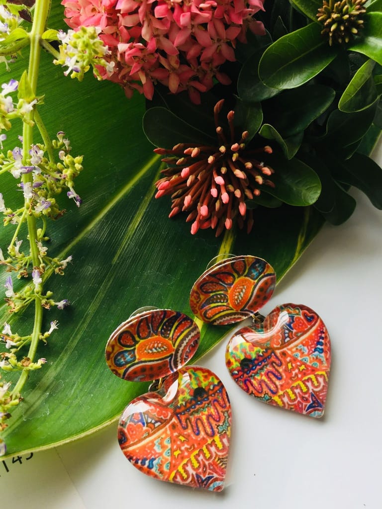Chandelier heart earrings view 2