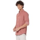 Mufti Pink Textured Slim Fit Casual Shirt view 2