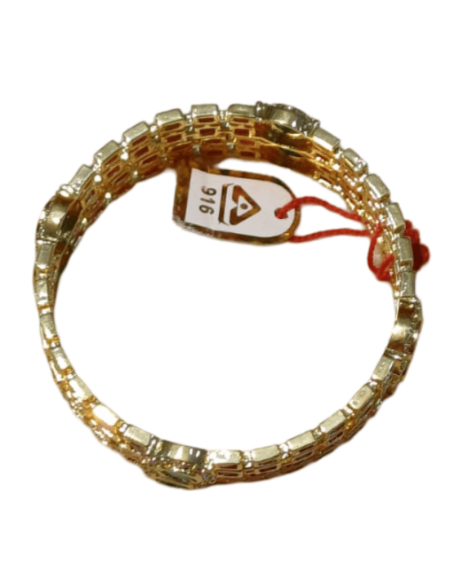 Gold Plated Pink and Green Bangle Set with Cubic Zirconia Stones view 2