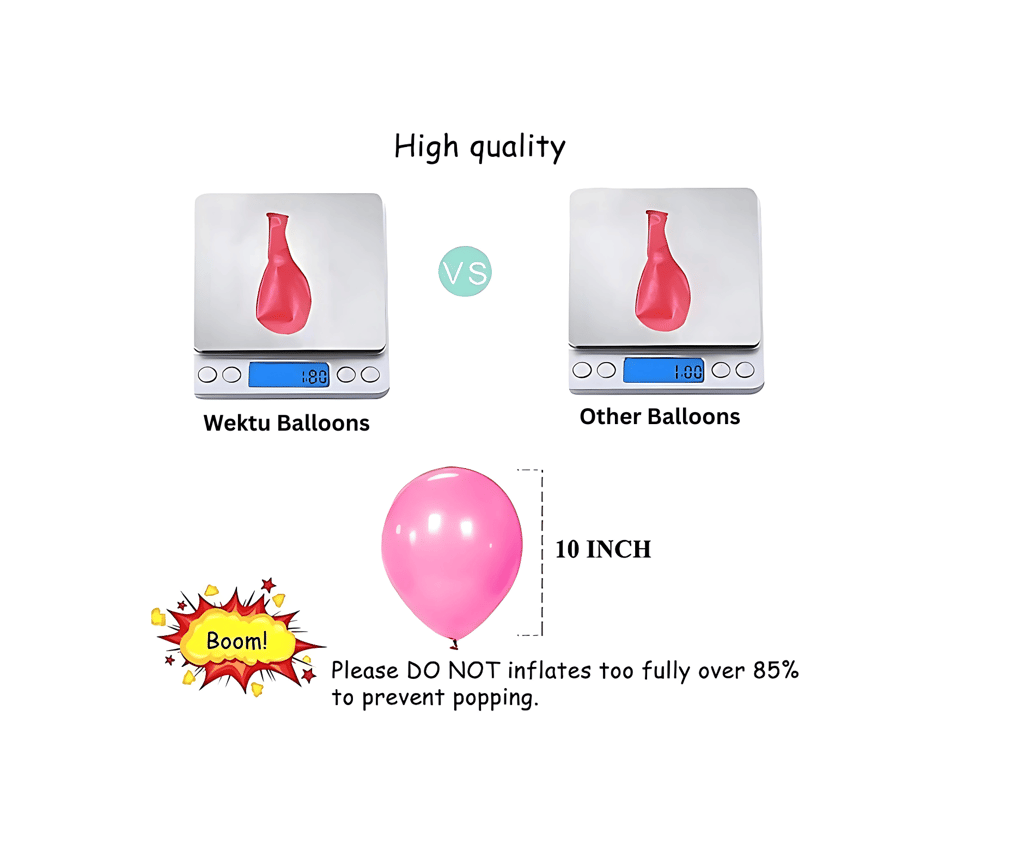 WEKTU Party Balloons - Large, 50 Pcs, Round Shape -Pink & Fancy view 2