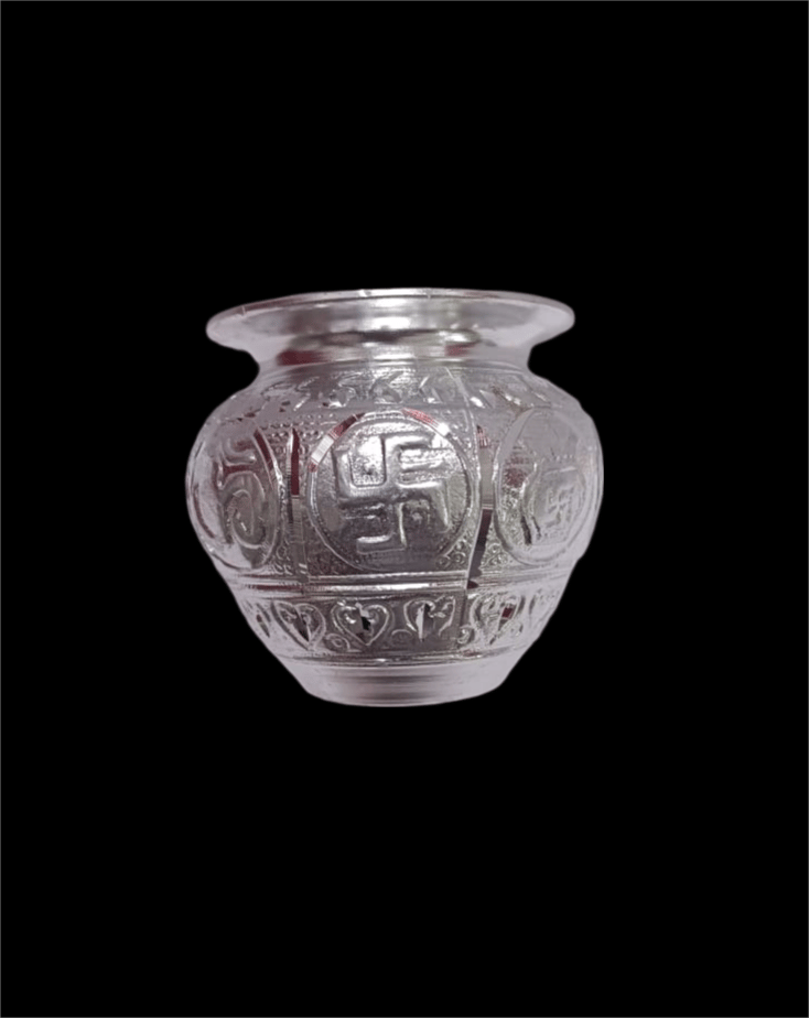 German Silver 3 Inch Kalash Chambu For Home Pooja Deccor view 2