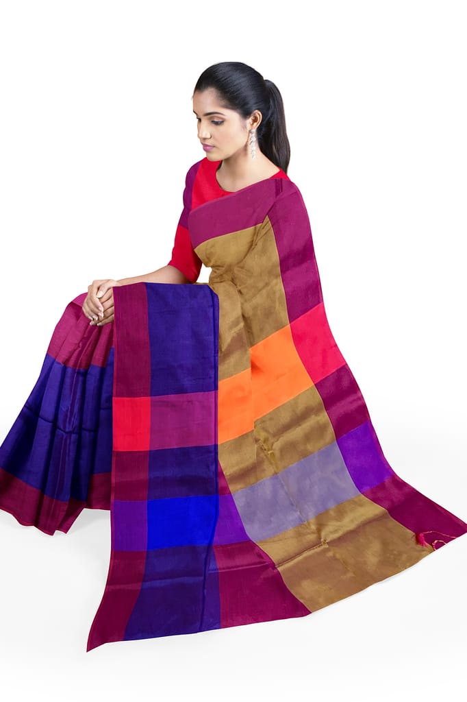 Multicolored Art Silk Soft Sarees with Blouse Piece view 2