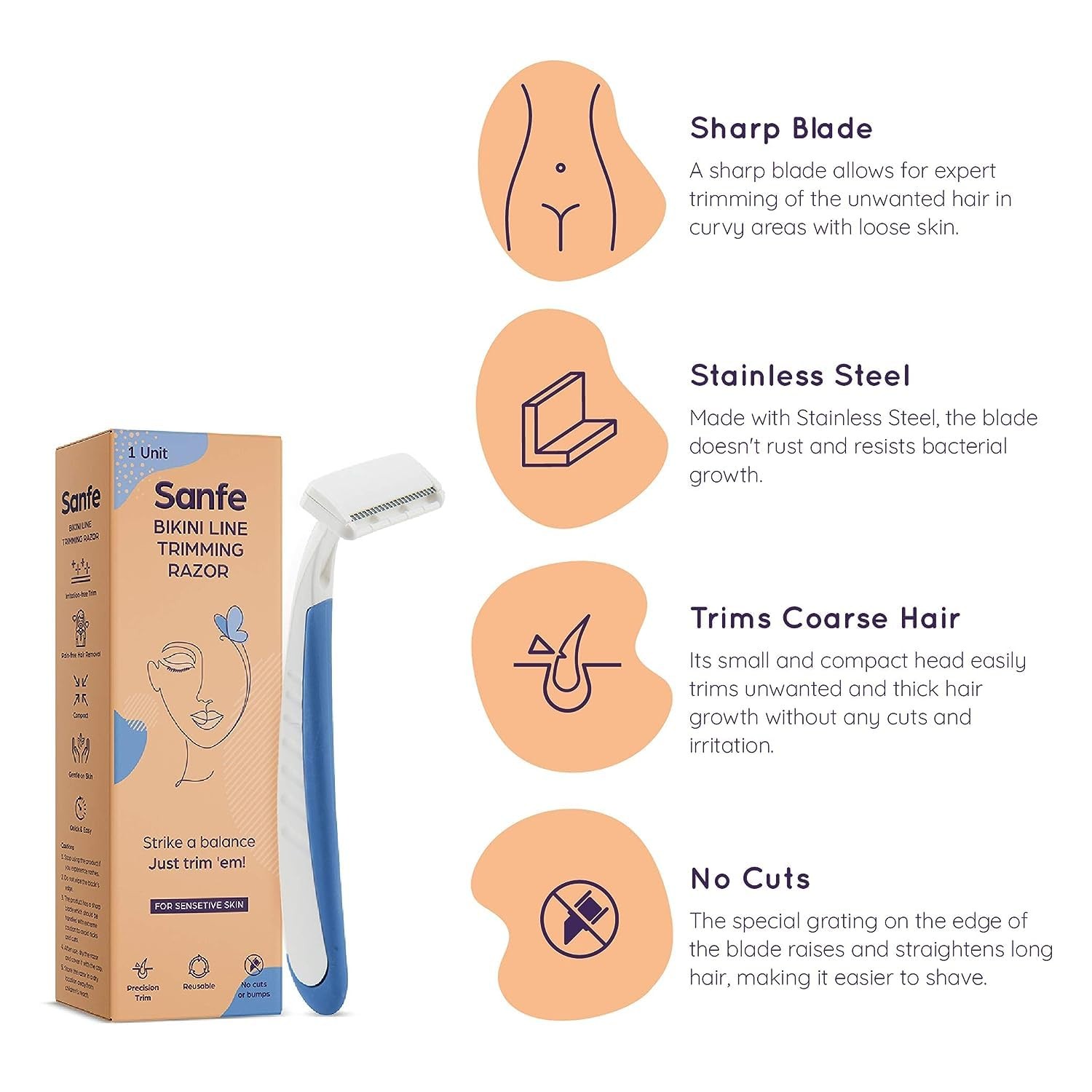 Sanfe Bikini Line Trimming Razor - Pack of 1 view 2