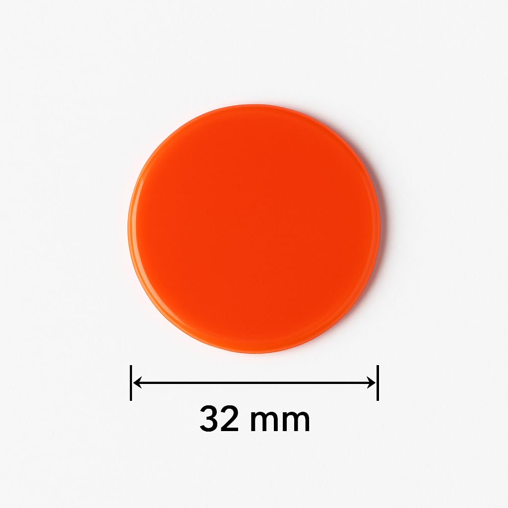 Plain Token Coin - Orange Color (100 Coins) - 32 mm (1.25 Inch) Diameter - Tea Tokens - Coffee Coins - Business Game Coin - Plastic Poker Chips - Flat Round Discs for Math, Rewards view 2