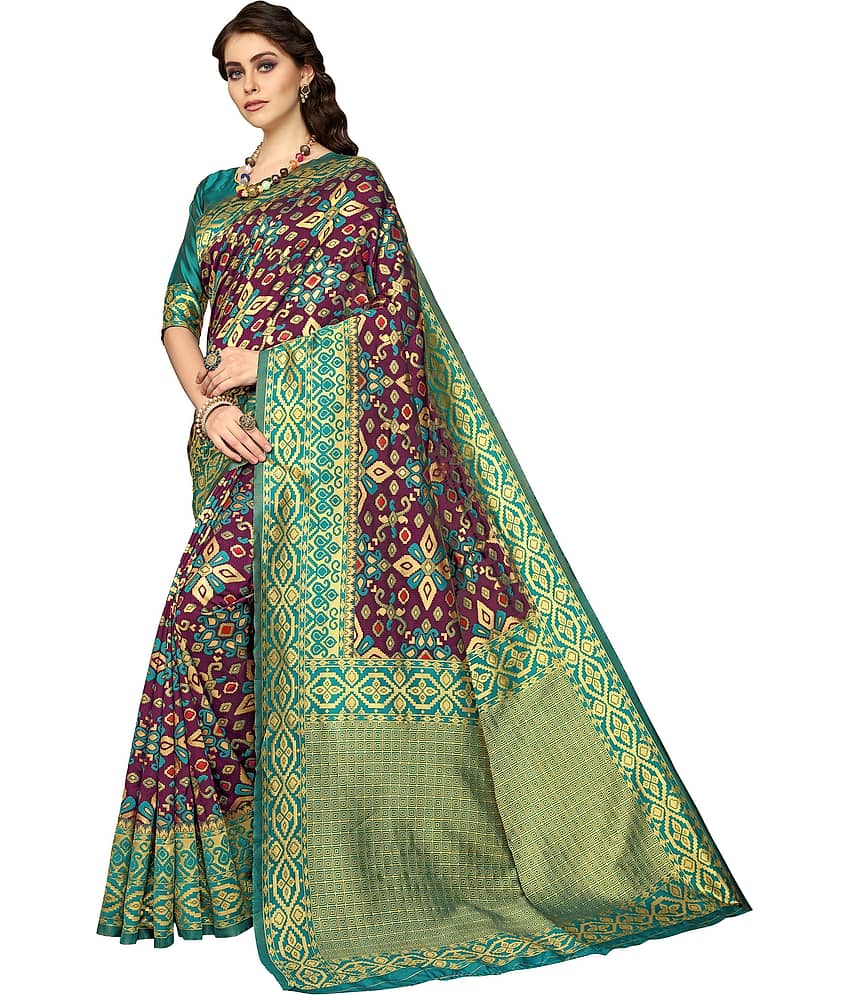 Sariya Jacquard Woven Saree With Unstitched Blouse Piece ( Wine ) view 2