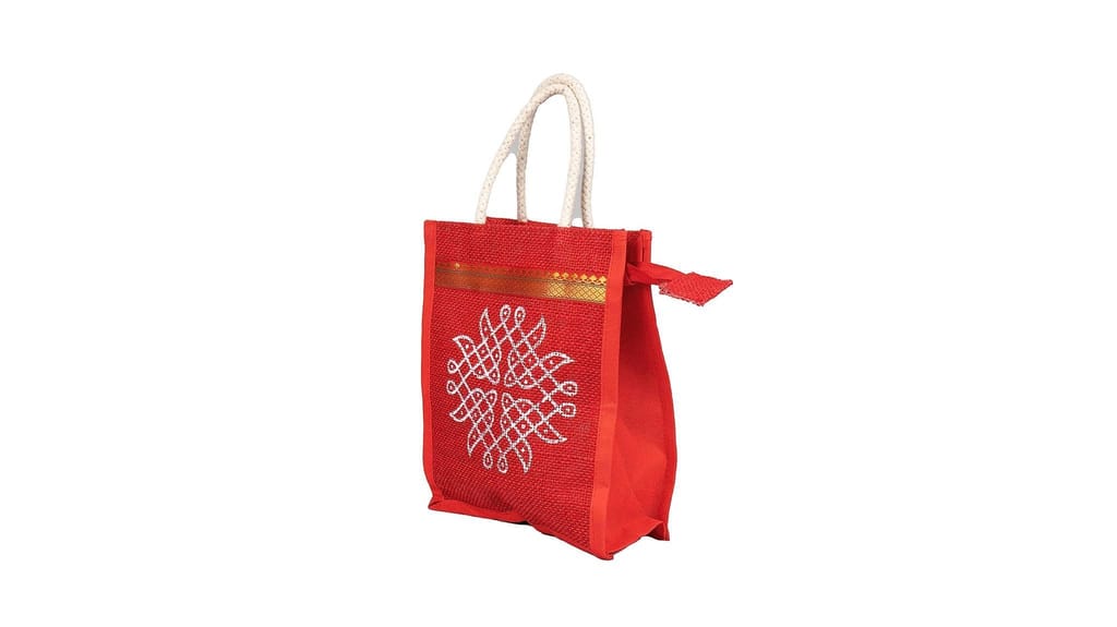 Red Jute bag view 2