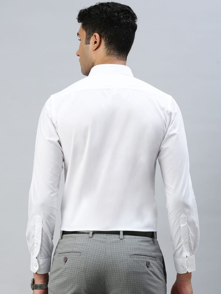 Mens Cotton Mixed Full Sleeves White Shirt Samrat view 2