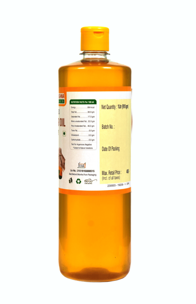 Shreekrishna Cold / Wood Pressed Organic Groundnut Oil 1 Litre (100% Groundnut Oil | Kacchi Ghani / Chekku) view 2