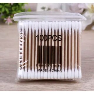 Bamboo Wooden Swab Cotton Ear Duds Double-Headed Disposable Sanitary Cotton Swabs for Daily Care pack of 100 Pieces view 2