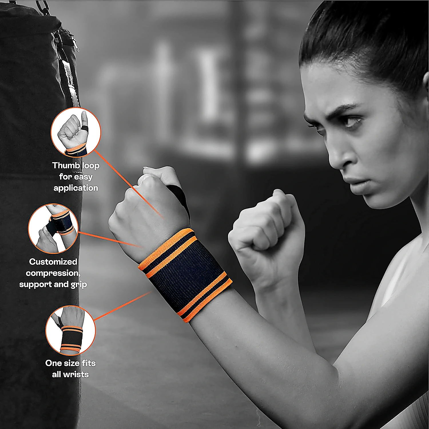 Tynor Wrist Wrap With Thumb Loop, Universal, Pack of 2 (Colour - ORANGE) by Total Sporting And Fitness Solutions Pvt Ltd view 2